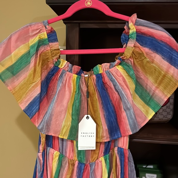 English Factory Pink Yellow Ruffled Tiered Maxi Dress - Picture 4 of 11